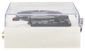 Crosley Miles aux input and headphone jack for private listening.