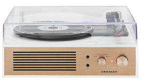 Crosley Miles dust cover closed for portable, protected listening.