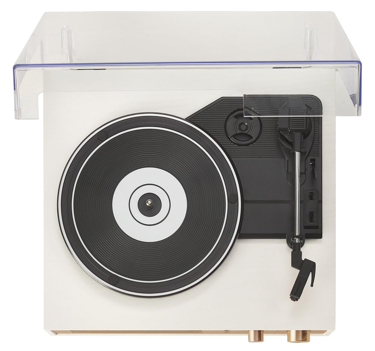 Crosley Miles portable design fits desks or shelves for easy transport.