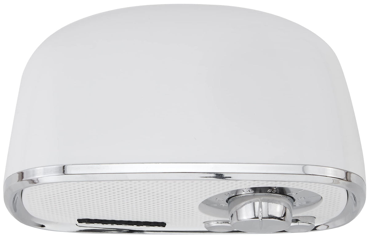 Crosley Rondo chrome trim and tapered legs add retro style.