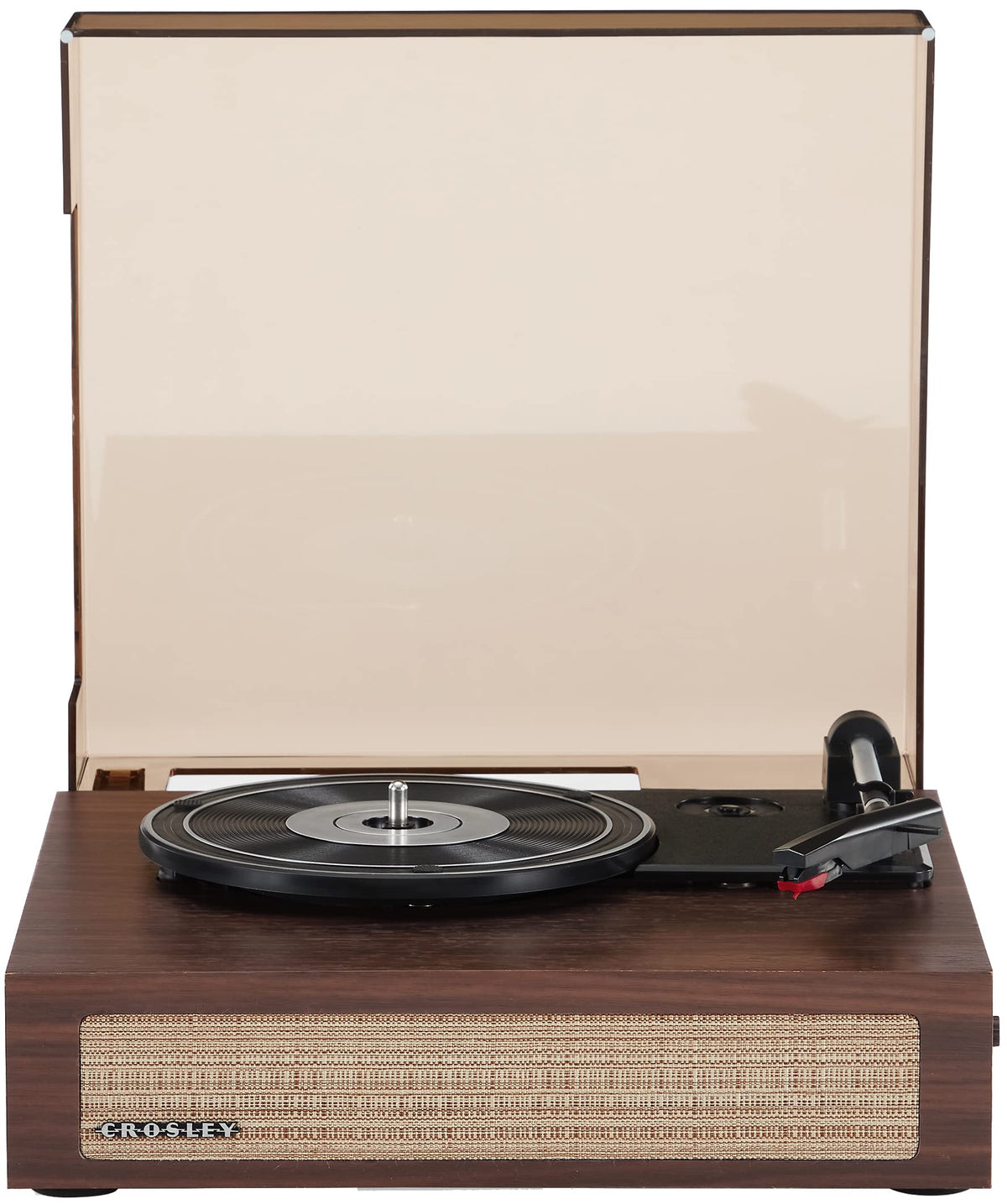 Crosley Scout 33-1-3 rpm turntable image highlighting flexible vinyl speeds