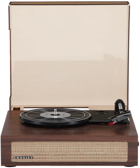 Crosley Scout 33-1-3 rpm turntable image highlighting flexible vinyl speeds