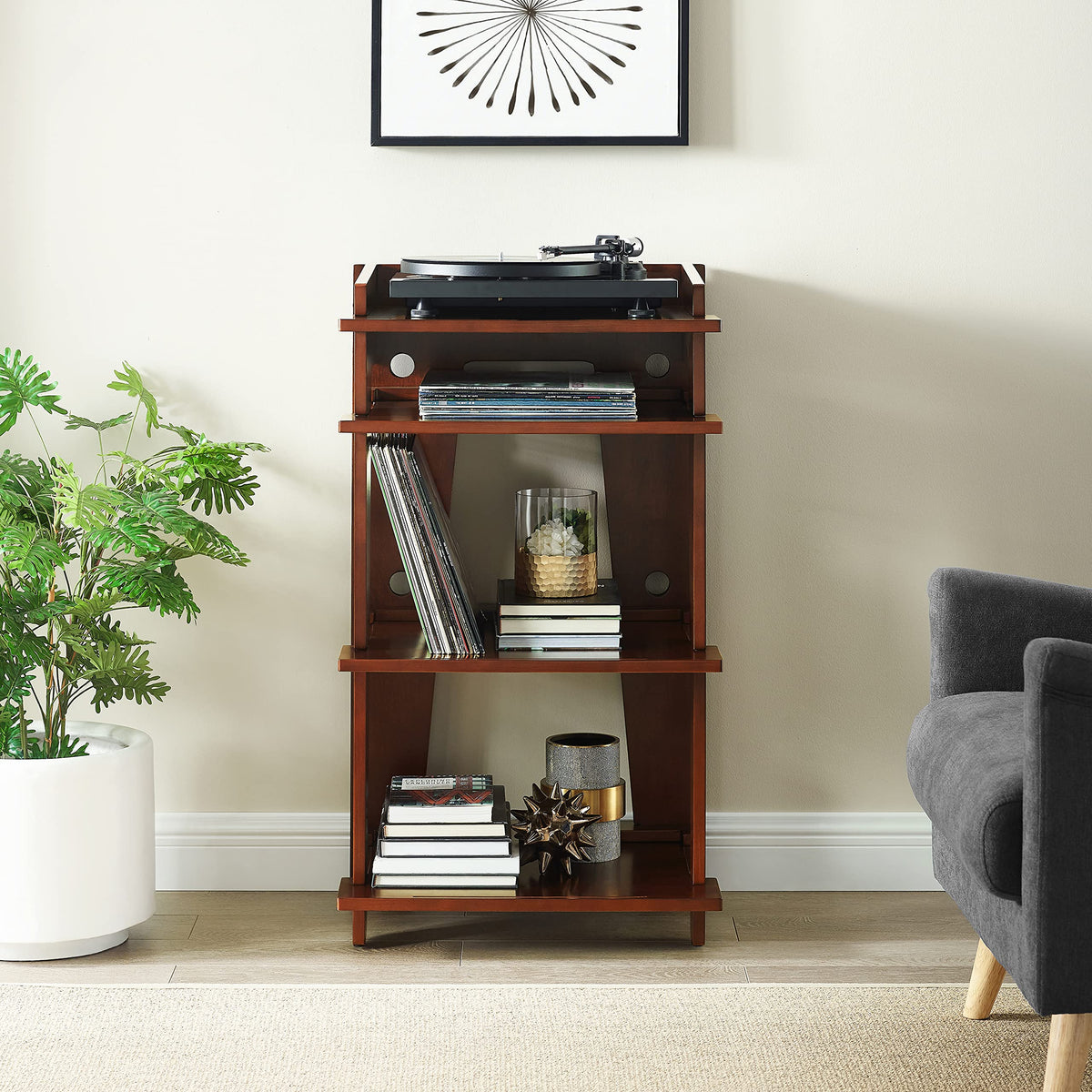 Crosley Soho adjustable levelers ensure stability on uneven floors.