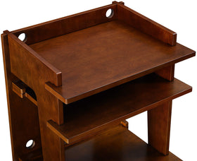 Crosley Soho lower shelves display jackets while organizing up to 200 records.