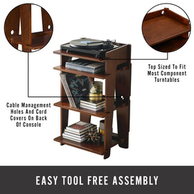 Crosley Soho mahogany finish blends with modern and traditional decor.