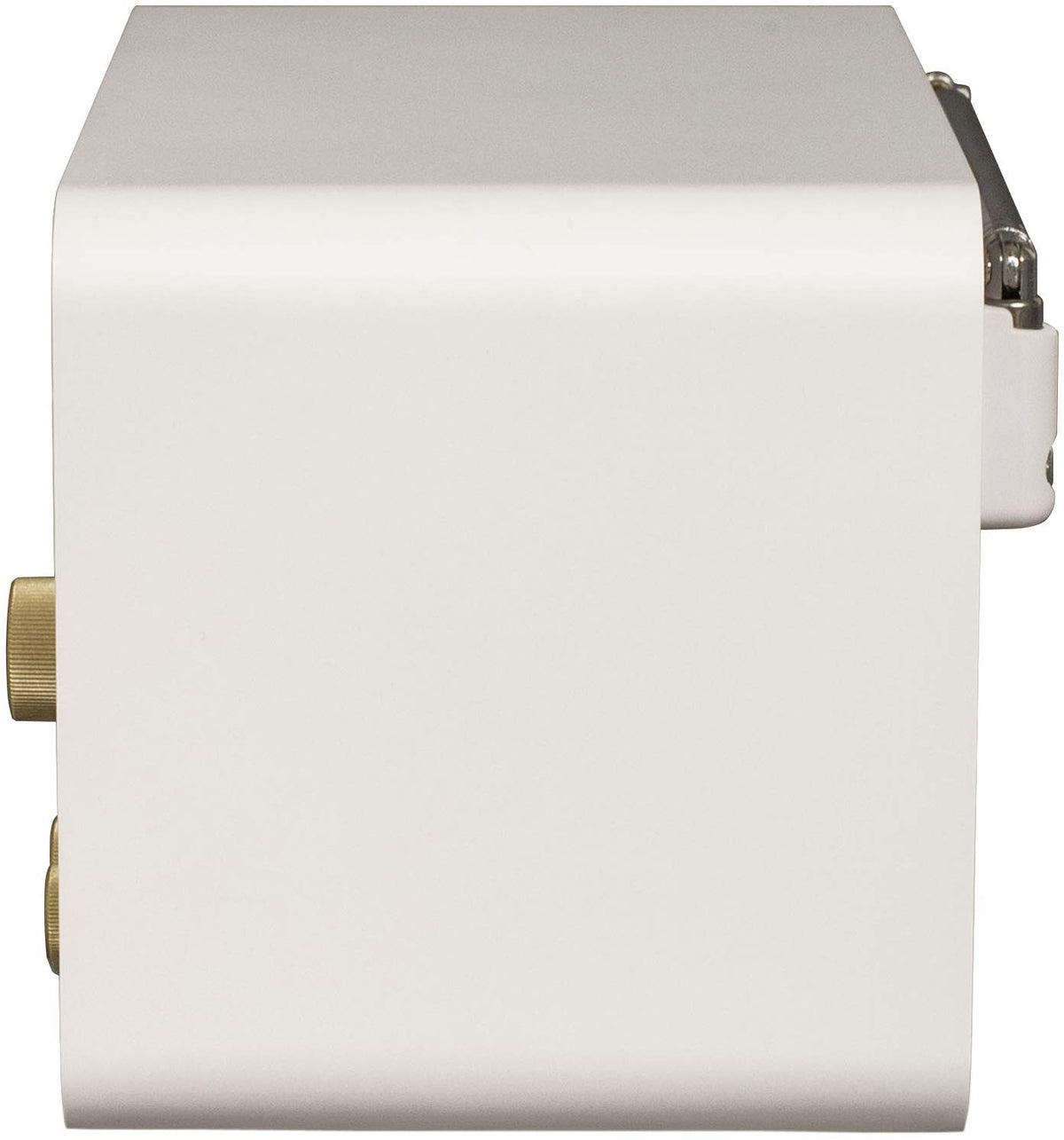 Crosley Tribute rear ports and extendable FM antenna showing aux, headphone jack, and charging access