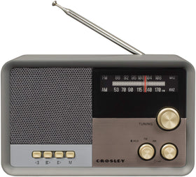 Crosley Tribute front view showing charcoal finish and retro styling, enhances room decor