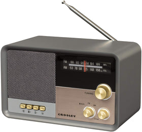 Crosley Tribute close-up of gold knobs detail, highlights tactile vintage controls