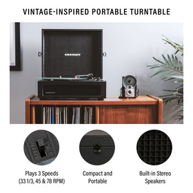 Crosley Voyager top view showing compact suitcase form and controls