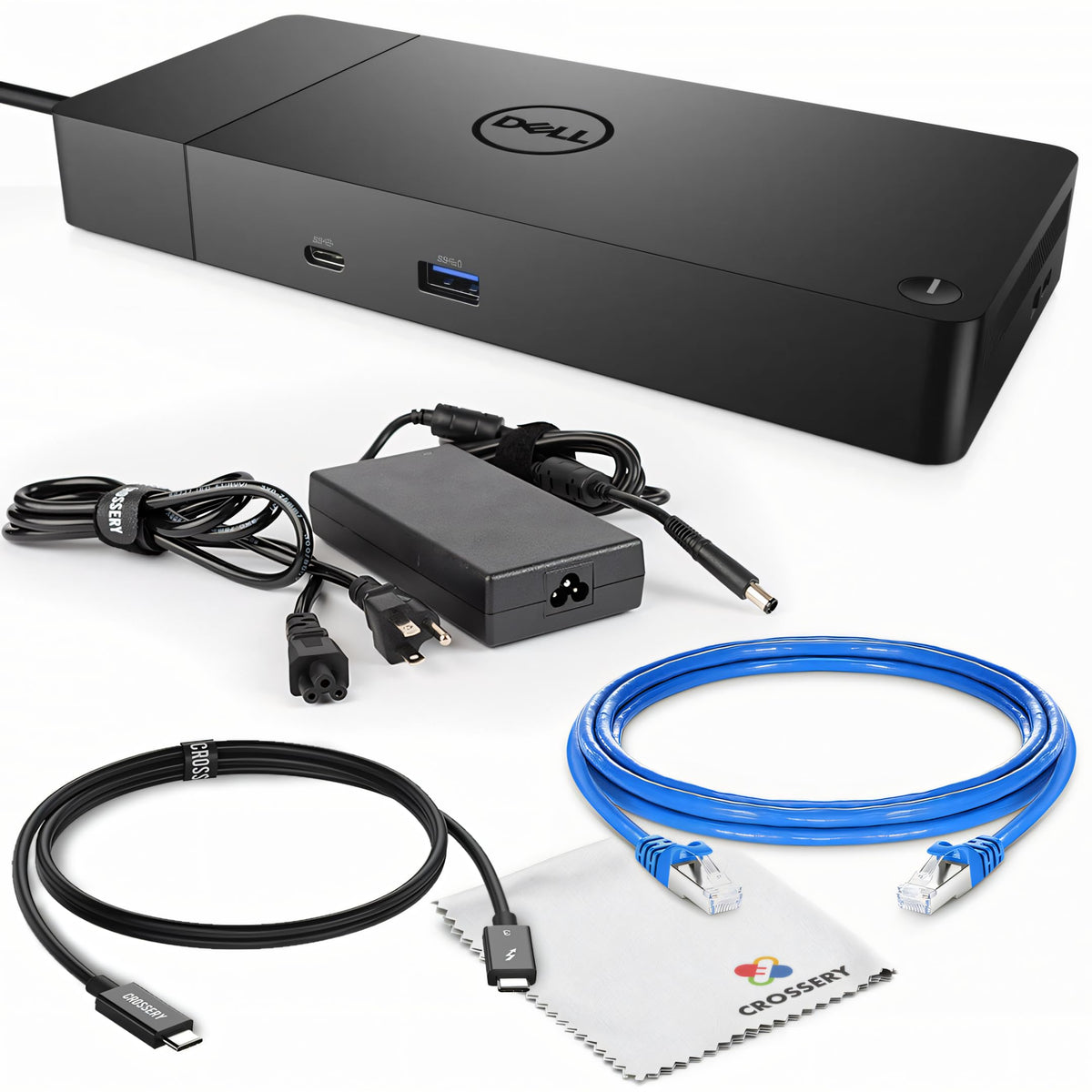 Crossery Dell WD19S front view showing sleek dock design and easy setup benefit