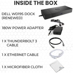Crossery Dell WD19S next to laptop for size comparison and compact desk advantage