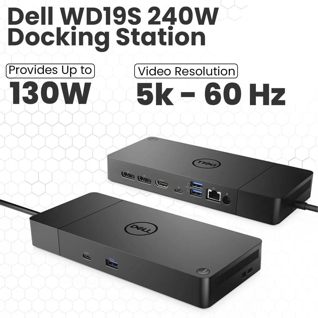 Crossery Dell WD19S with 180W adapter displayed powering laptop and accessories