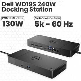 Crossery Dell WD19S with 180W adapter displayed powering laptop and accessories