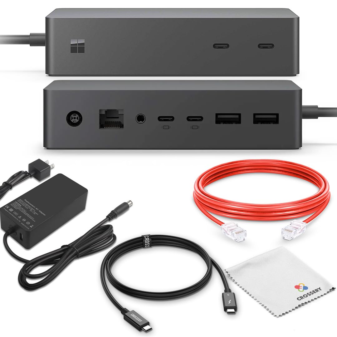 Crossery Surface Dock 2 Bundle connected to Surface Pro for an organized, efficient workspace.