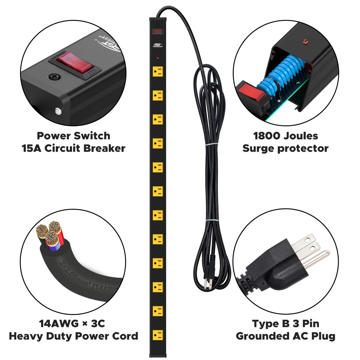 CRST 15ft heavy-duty cord and plug demonstrating flexible reach benefit