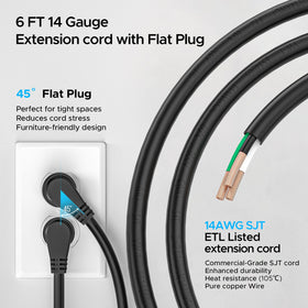 CRST 6ft 14 AWG extension cord offers flexible placement.