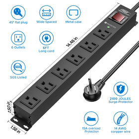 CRST 6 ft power strip cord offers flexible placement away from outlets.