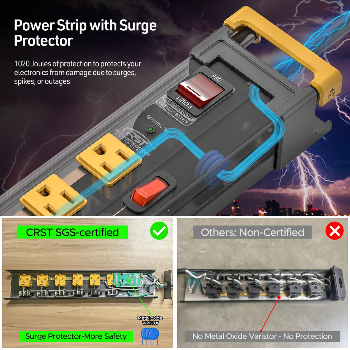 CRST 6ft SJT cord with angled flat plug for tight spaces.