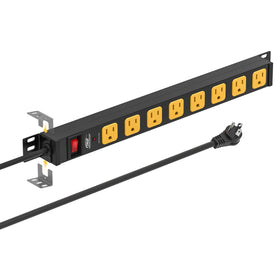 CRST 8-outlet power strip with metal housing, ideal for wall mounting and organized desks.