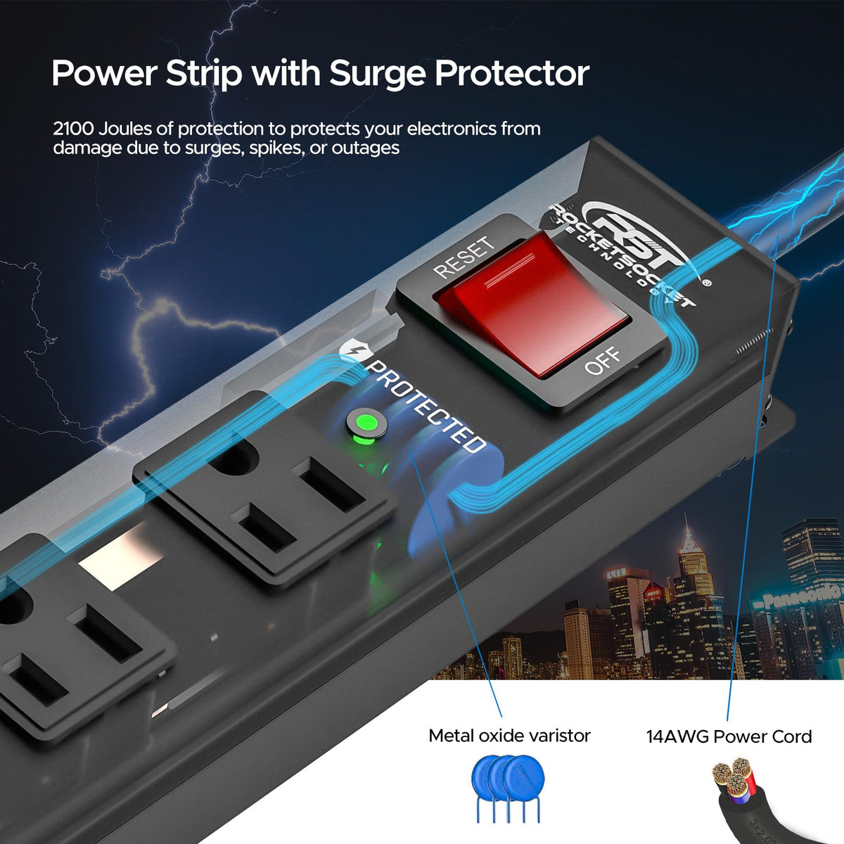 CRST 45-degree flat plug and 6ft cord view improving space-saving placement