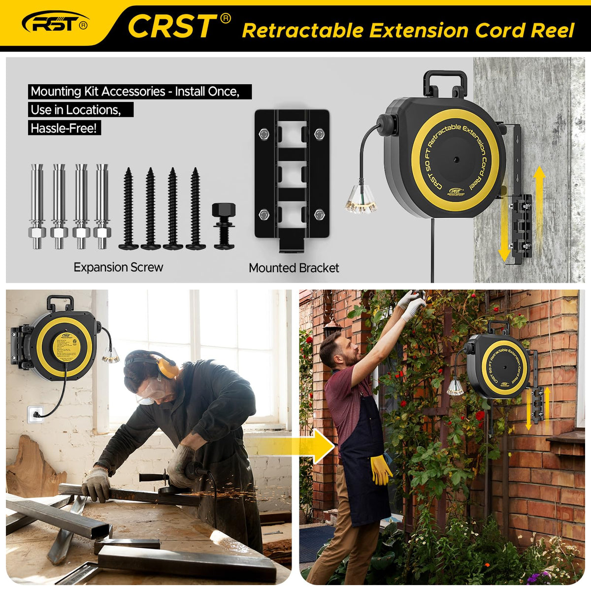 CRST auto-retraction system keeps cords tidy and ready.