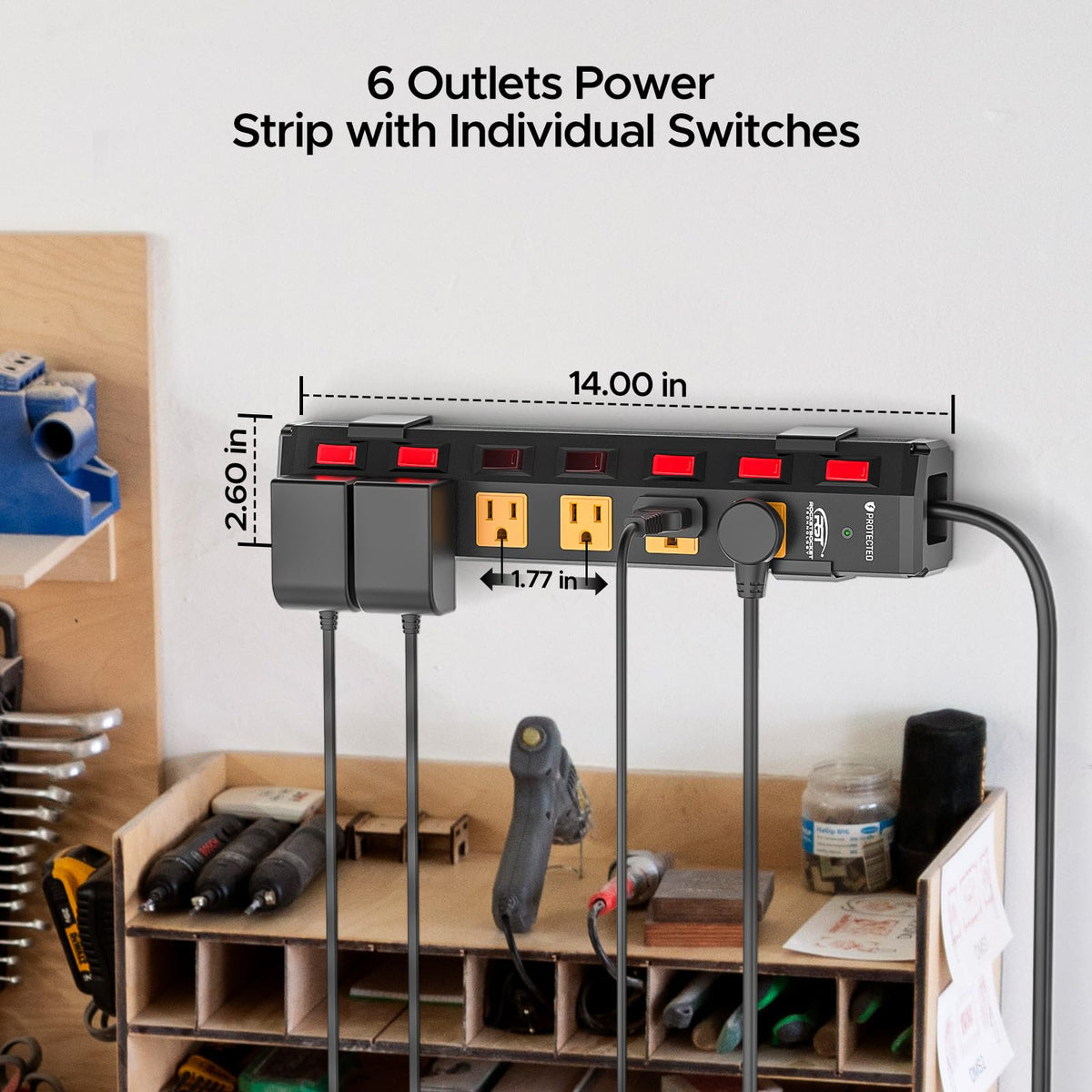 CRST close-up of individual switches and master switch for energy control