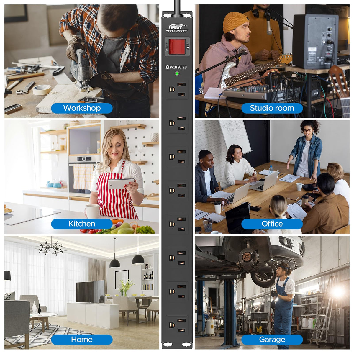 CRST in a garage workshop powering tools and equipment for heavy-duty use