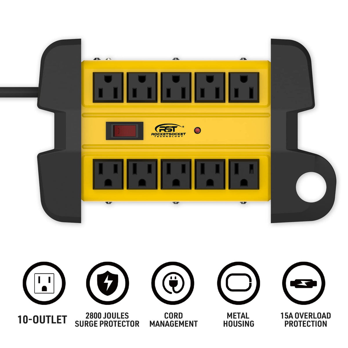 CRST close-up of illuminated switch and 15A resettable breaker offering visible control and safety