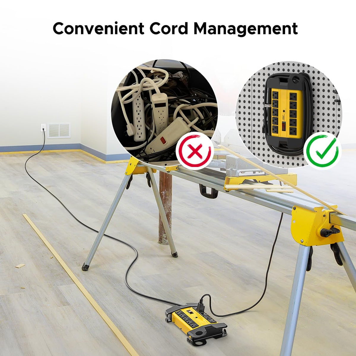 CRST mounted on garage wall showing secure hanging and space saving benefit