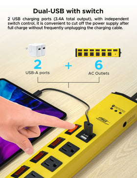 CRST detail of USB ports and outlet faces, convenient charging without using outlets