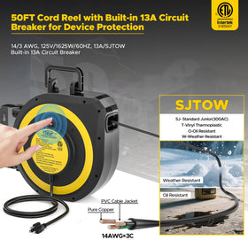 CRST weatherproof 14/3 SJTOW cord shown in rugged conditions for durability.