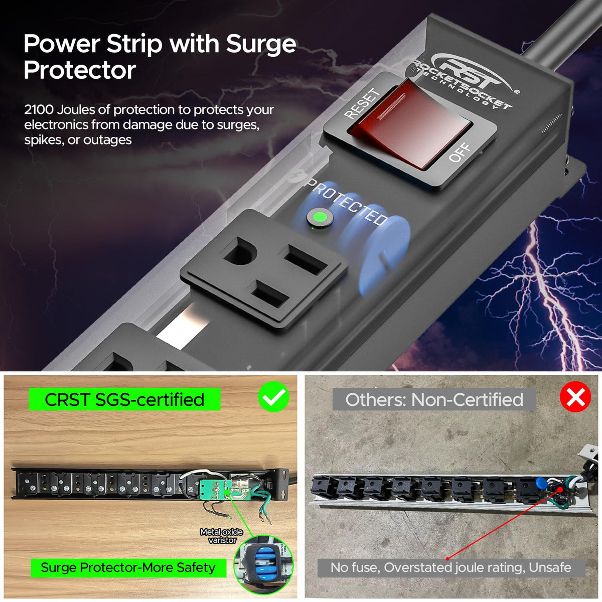 CRST wide-spaced outlets detail showing space for bulky adapters and easy access