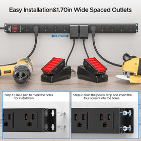 CRST wide-spaced outlets detail demonstrating room for bulky adapters and convenience