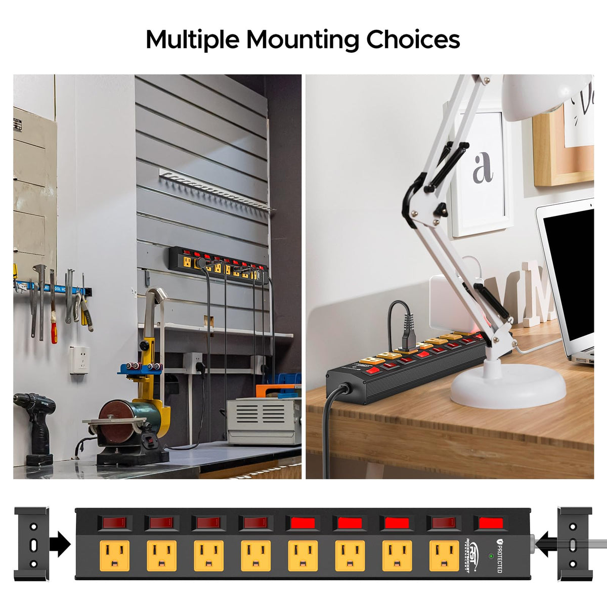 CRST wide spacing with bulky adapters plugged in, prevents outlet overcrowding