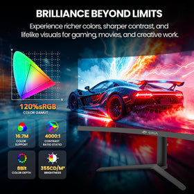 CRUA 120% sRGB color space yields vibrant visuals for creators.