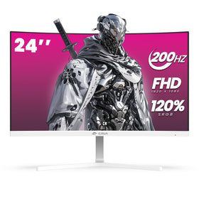 CRUA 24-inch curved monitor for immersive gaming with 2800R curvature.