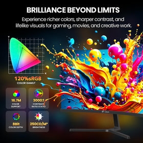 CRUA 24-inch 240Hz curved monitor built-in speakers for clutter-free audio