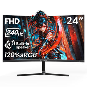 CRUA 24-inch 240Hz curved monitor front view for immersive gaming clarity