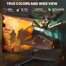 CRUA 24-inch curved monitor enables 120Hz gaming for responsive gameplay.