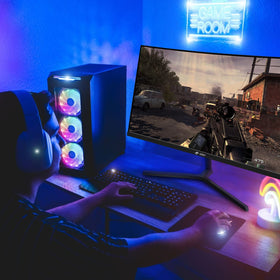 CRUA 24-inch curved monitor designed for compact desks, boosting space efficiency.