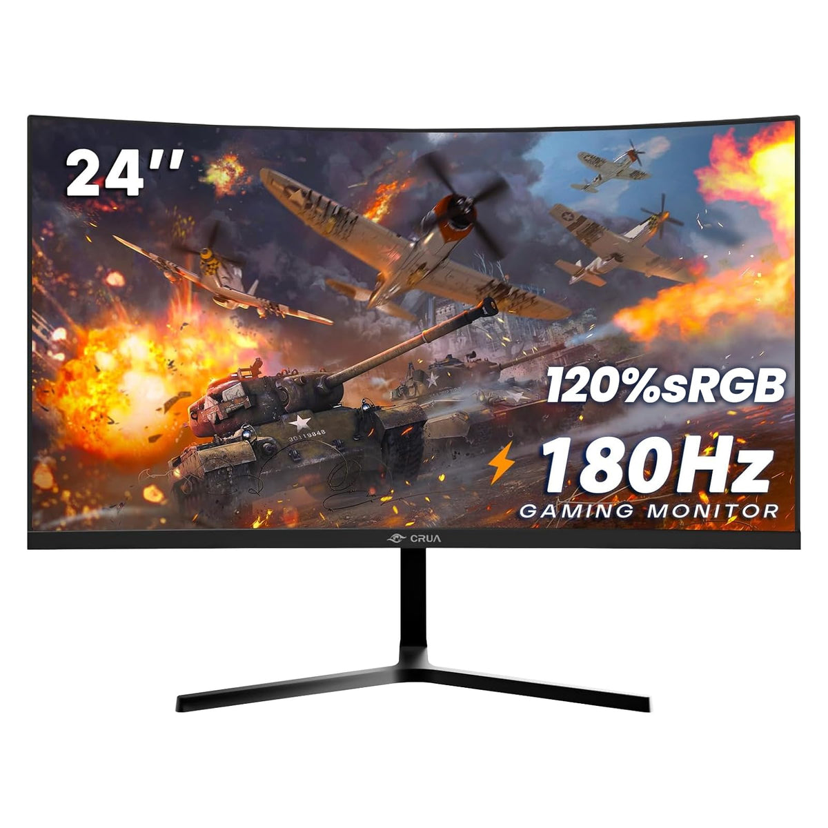 CRUA 24-inch curved monitor with immersive curve for smooth gaming and multitasking.