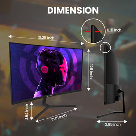 CRUA 24-inch curved monitor features wall-mount compatibility for space-saving setups.