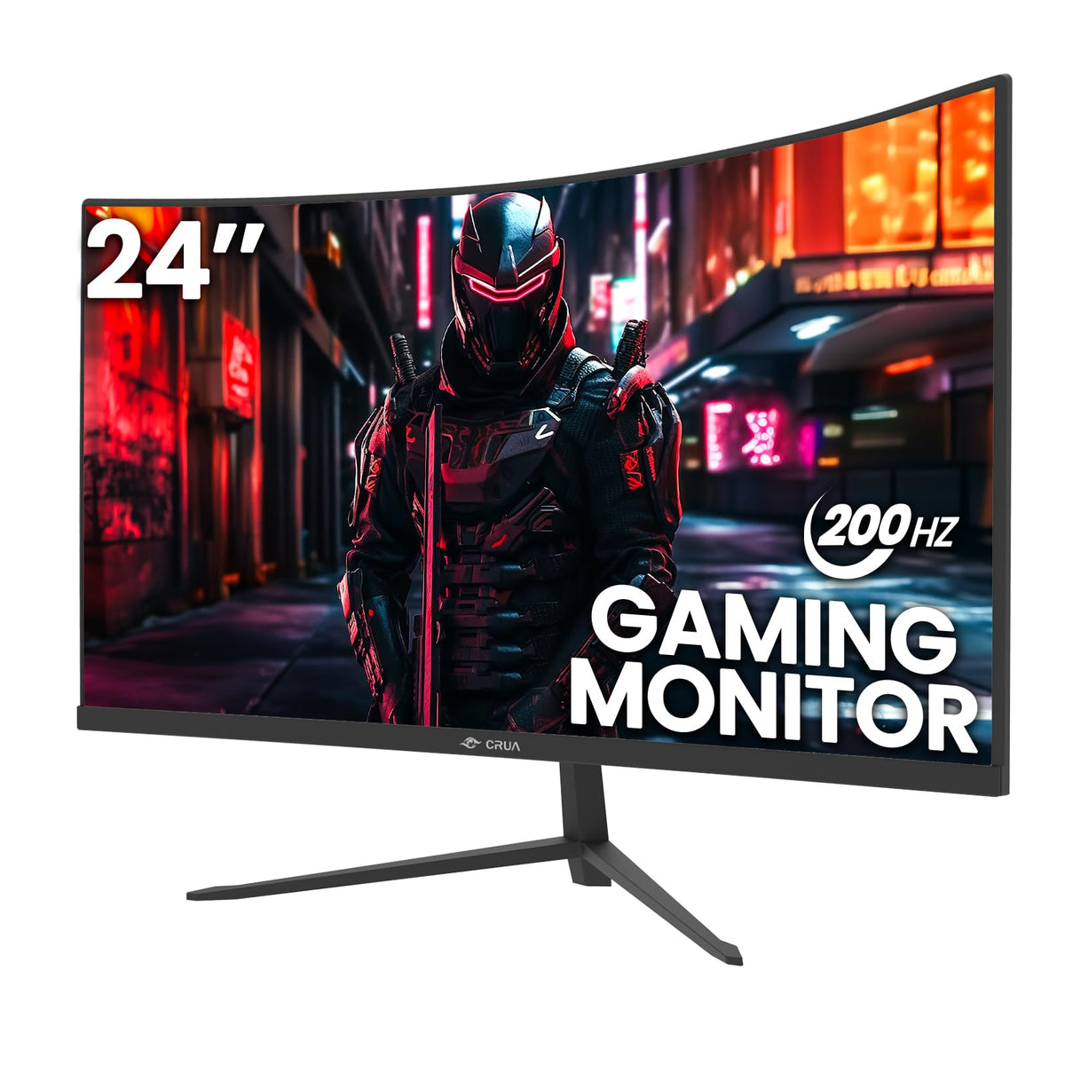 CRUA 24-inch curved gaming monitor front view with immersive frameless design