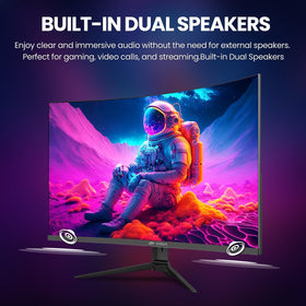 CRUA 27'' curved monitor 2K QHD resolution clarity for gaming and productivity