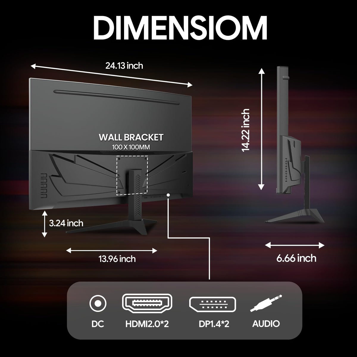CRUA 27'' curved monitor built-in speakers for clutter-free setup