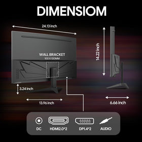 CRUA 27'' curved monitor built-in speakers for clutter-free setup