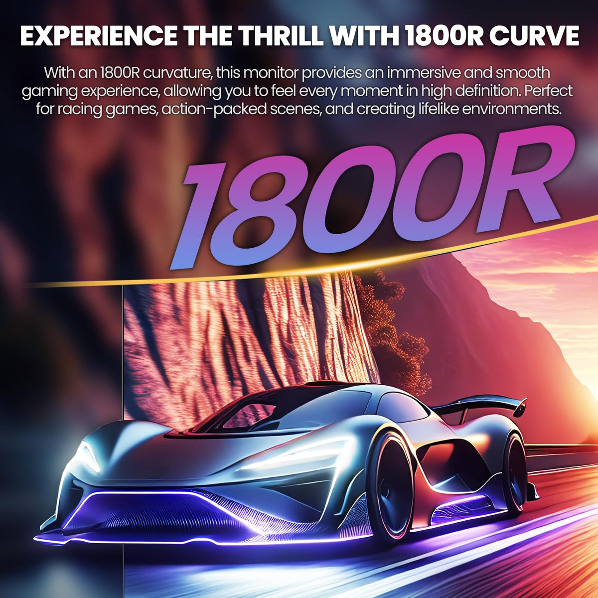 CRUA 27'' curved monitor HDMI and DP ports for versatile connections