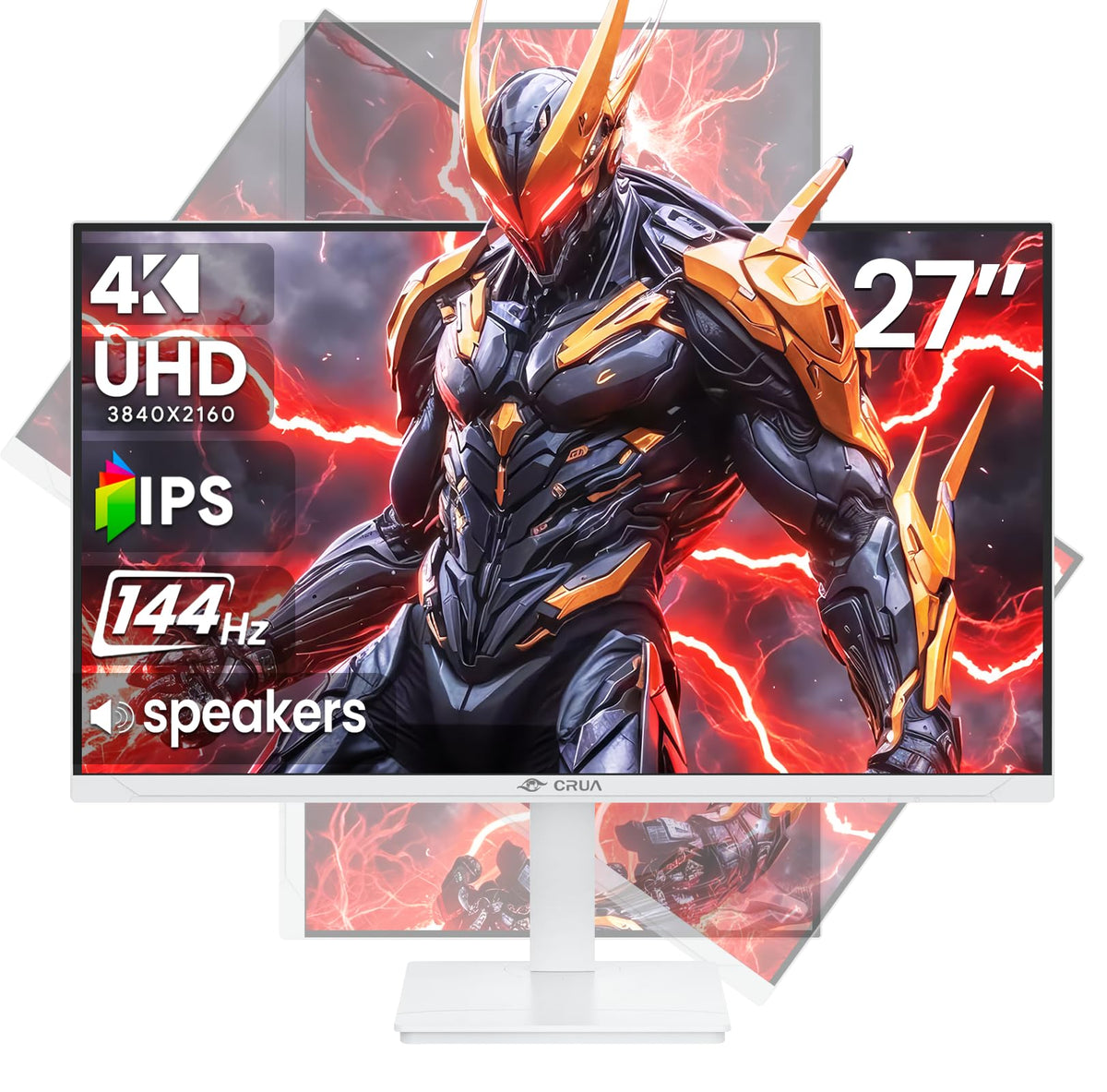 CRUA 27-inch 4K monitor hero angle showing crisp detail and immersion.