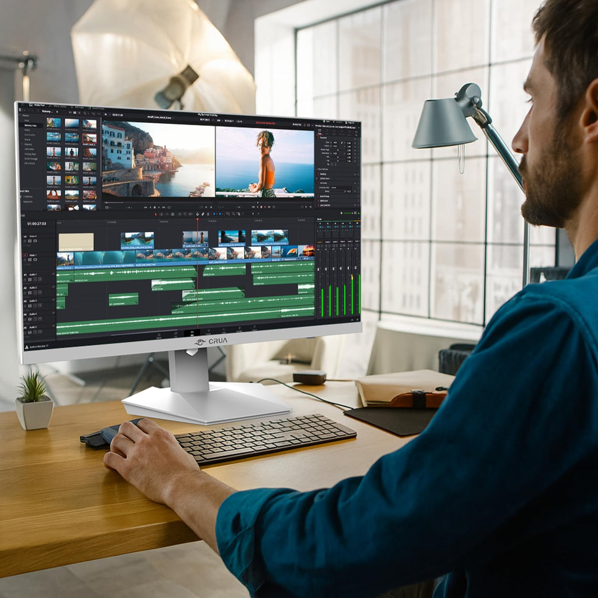 CRUA 27-inch 4K white monitor wall mounting ready
