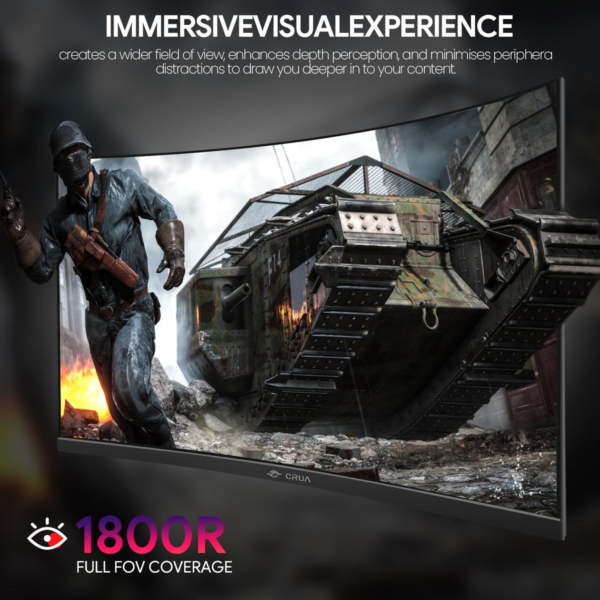 CRUA monitor color clarity with 120% sRGB for vibrant scenes.